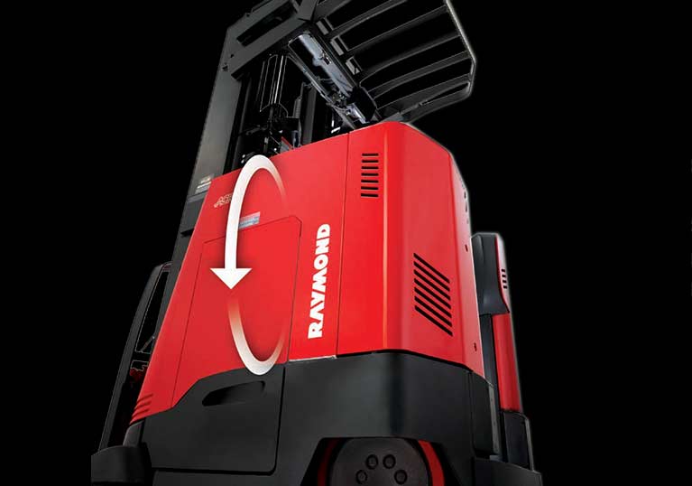 Raymond forklift, reach truck with regenerative lowering