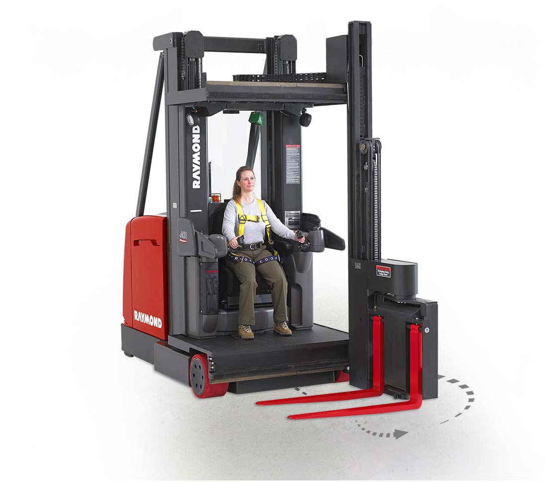 Raymond 9000 Series Swing Reach Truck Auto Traverse and Rotate