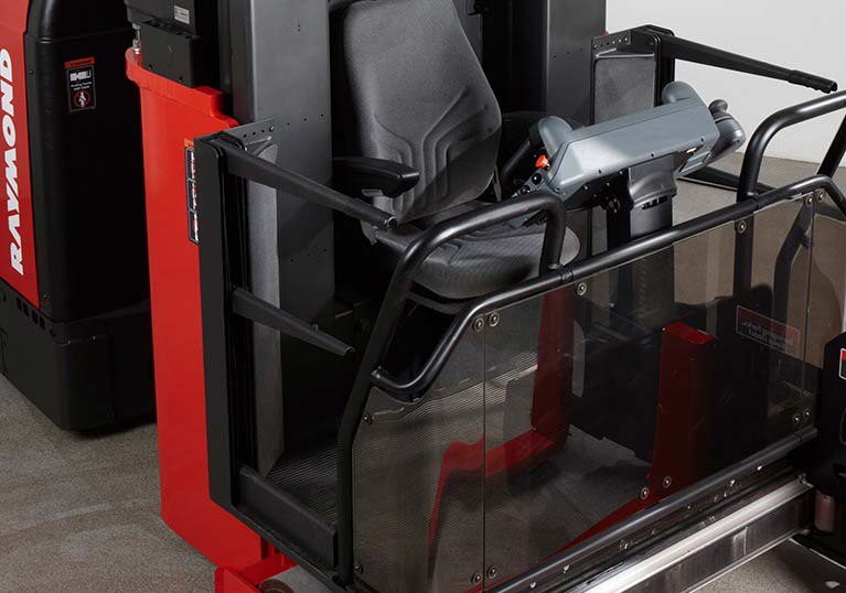 Raymond 9800 Swing Reach Truck Comfortable operator compartment